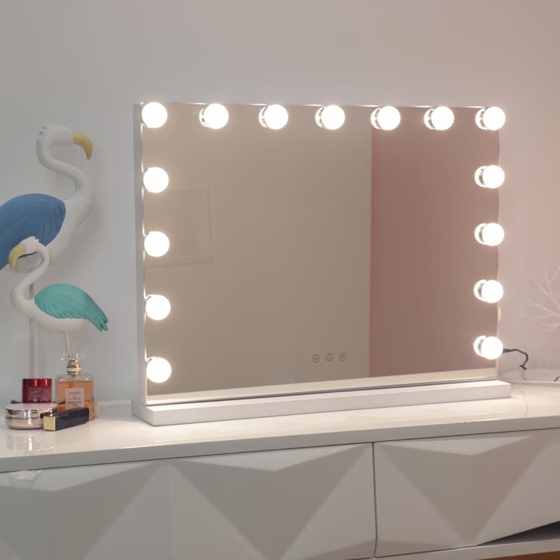 DP357 Lighted Hollywood Vanity Mirror with 15 Dimmable Bulbs