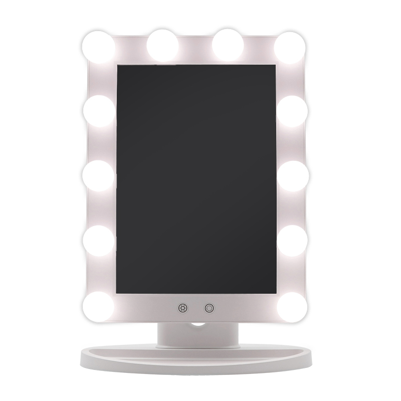 SM279E 45 Degrees Rotation Vanity Mirror Hollywood Lighted Makeup Mirror with 12 Dimmable Bulbs