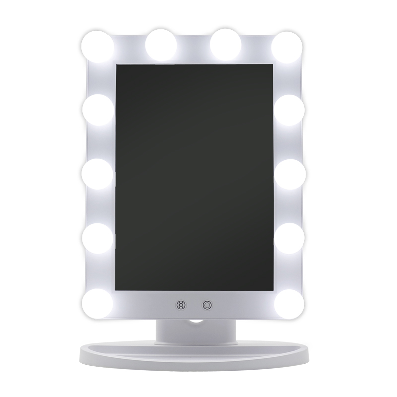 SM279E 45 Degrees Rotation Vanity Mirror Hollywood Lighted Makeup Mirror with 12 Dimmable Bulbs