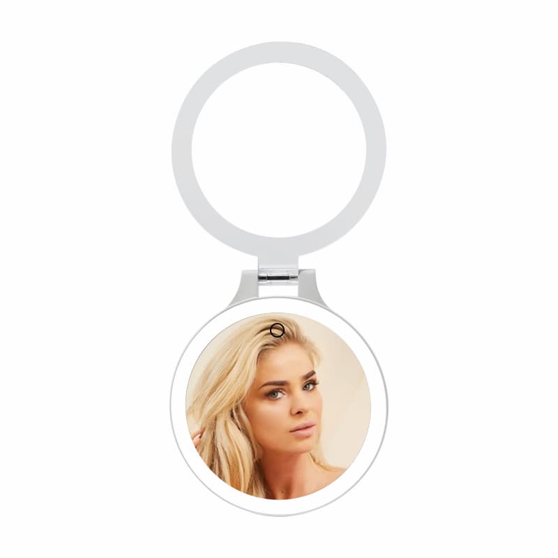 magnifying travel mirror with light