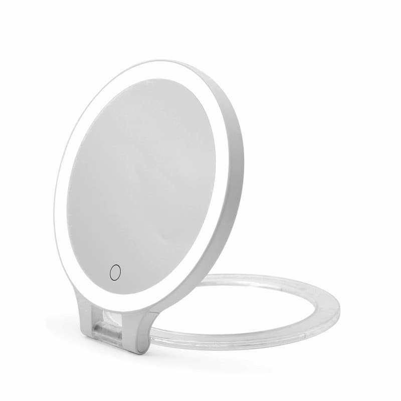 travel magnifying mirror with light