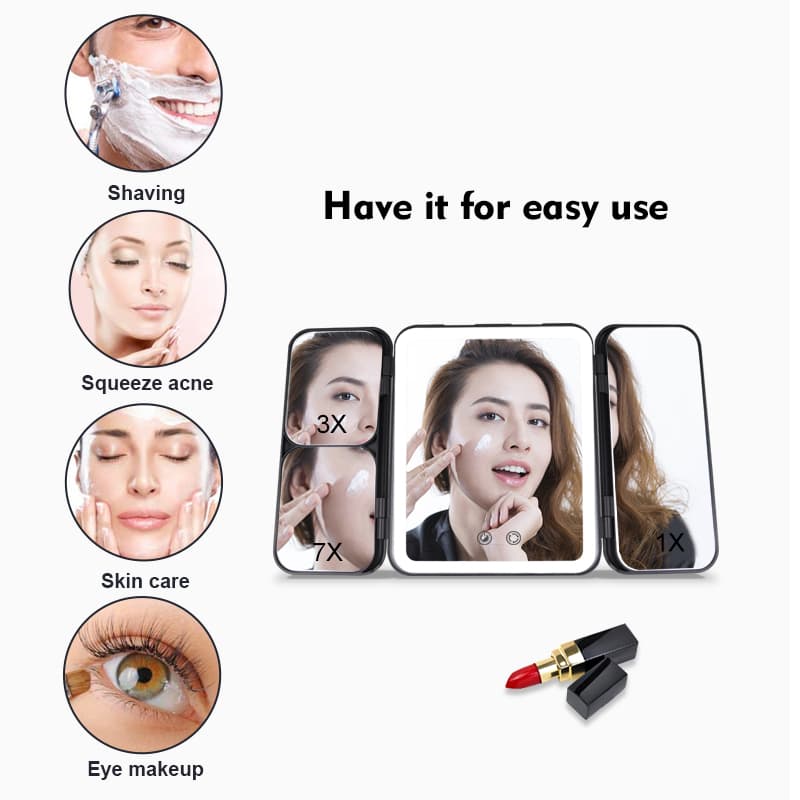 portable mirror with lights for makeup