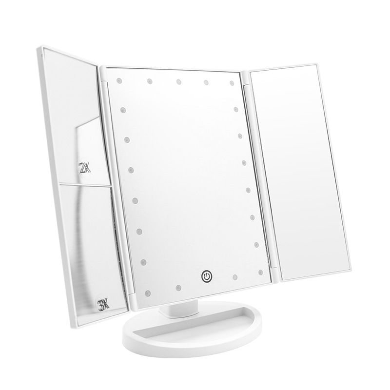 trifold vanity mirror with lights