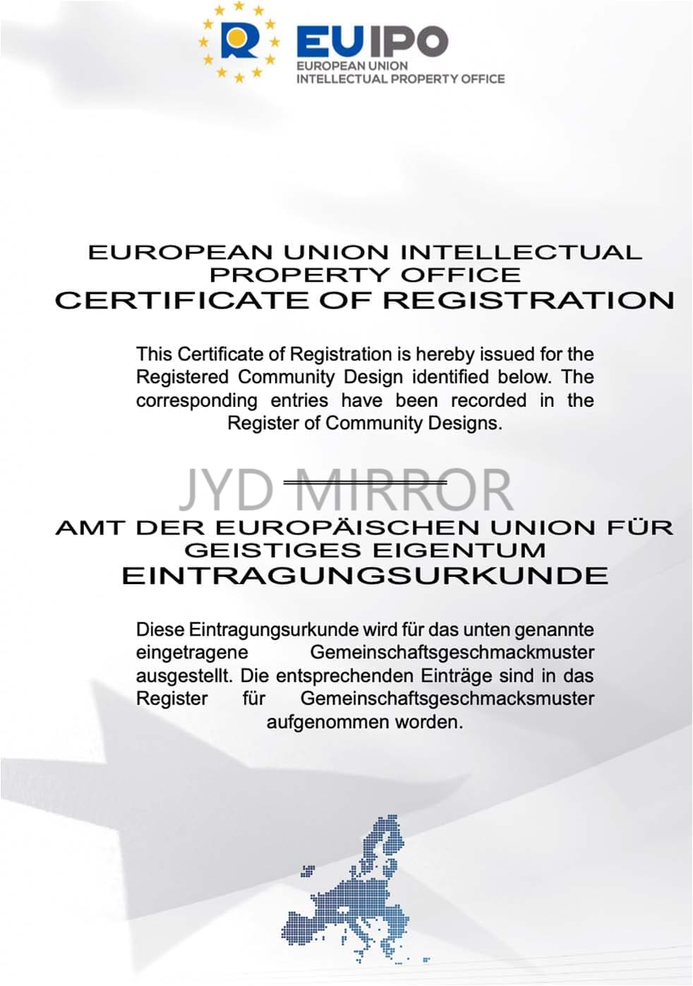 EU Appearance Patent Certificate