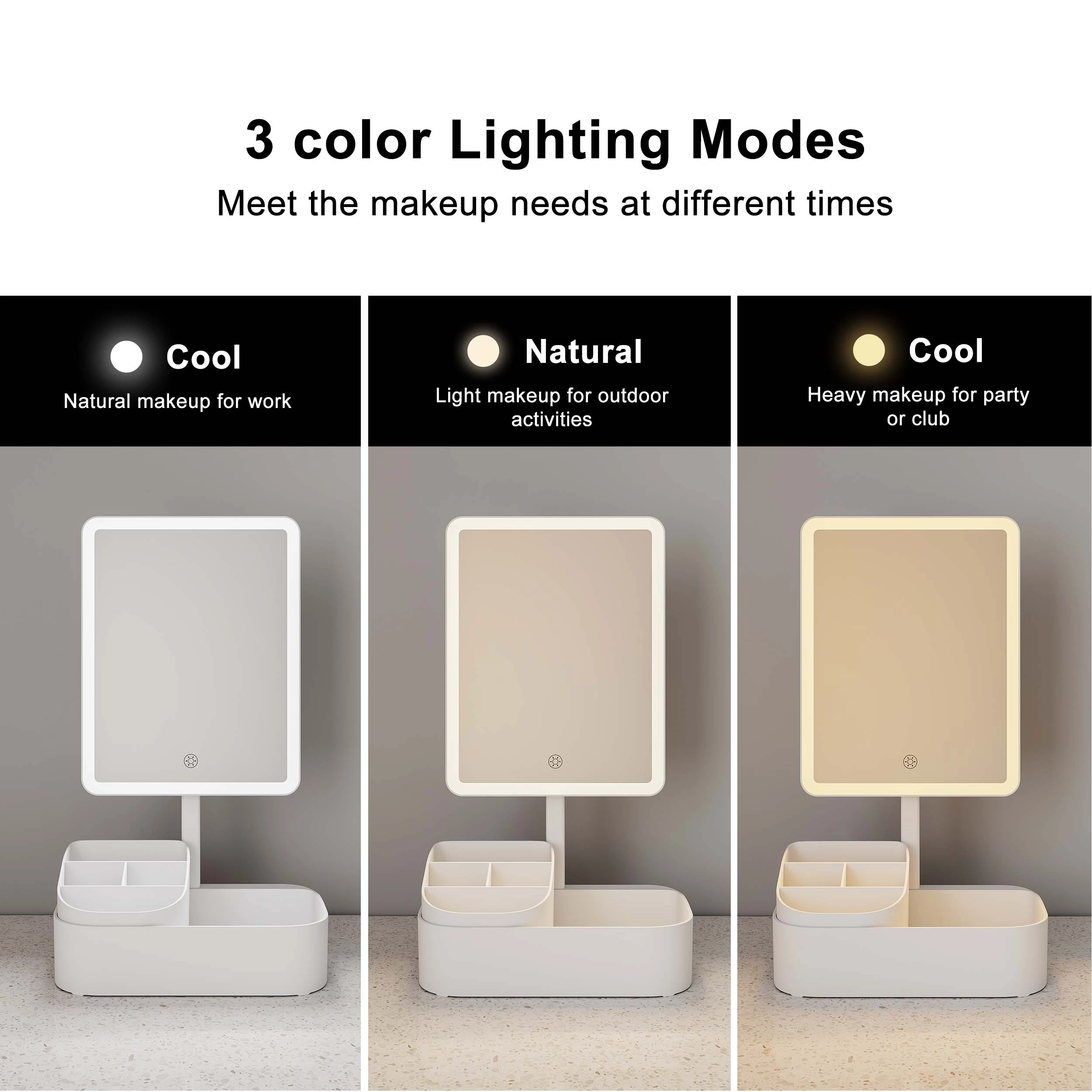 LED Makeup Mirror With Storage