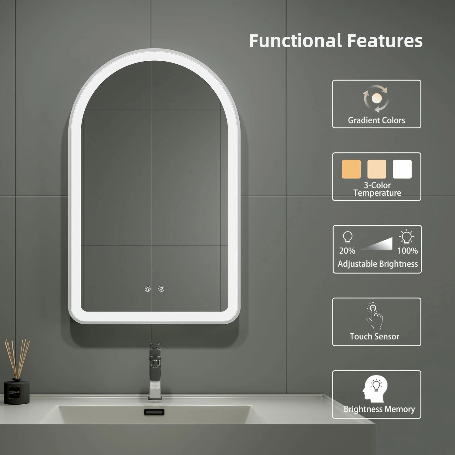 Arched LED Bathroom Mirror