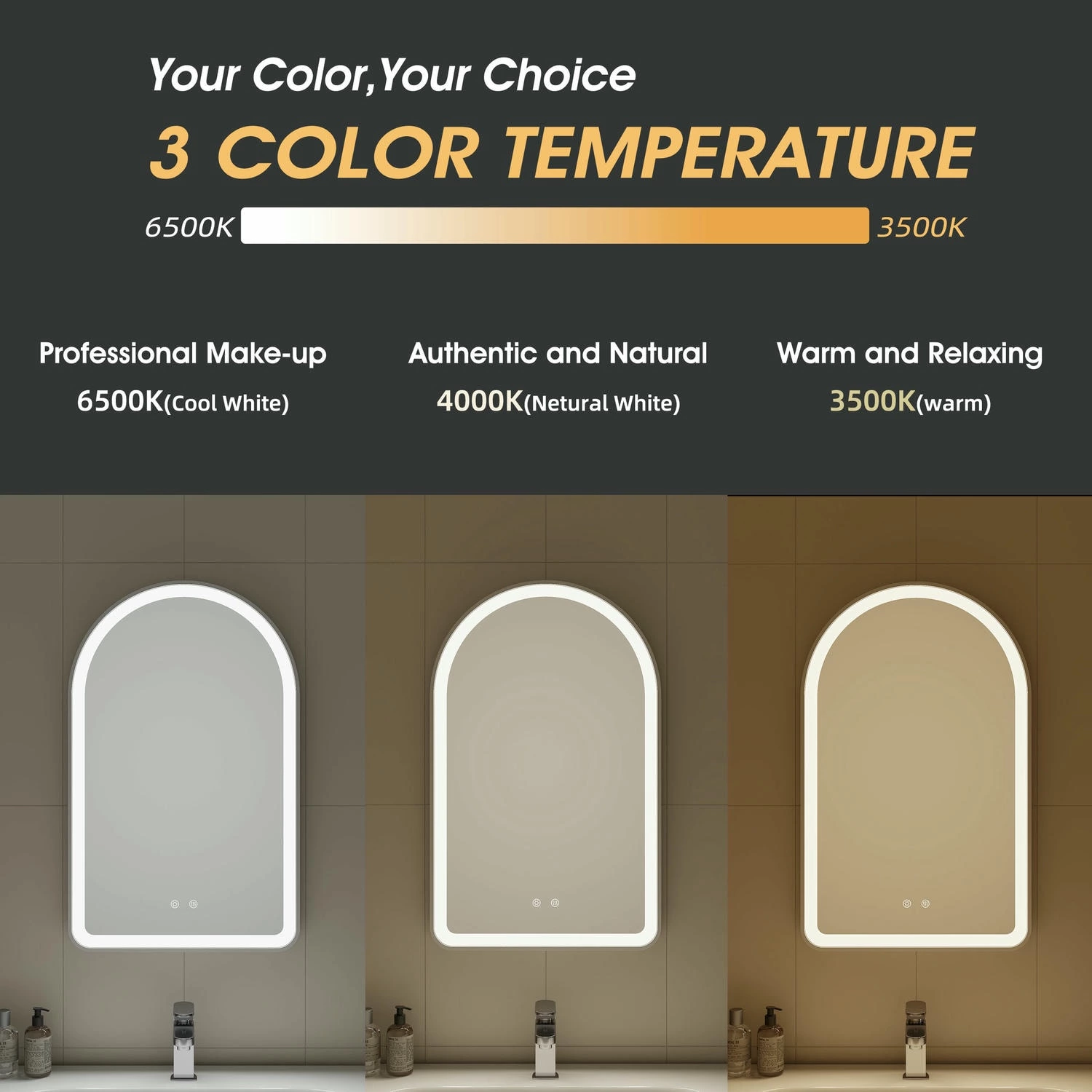 Arched LED Bathroom Mirror