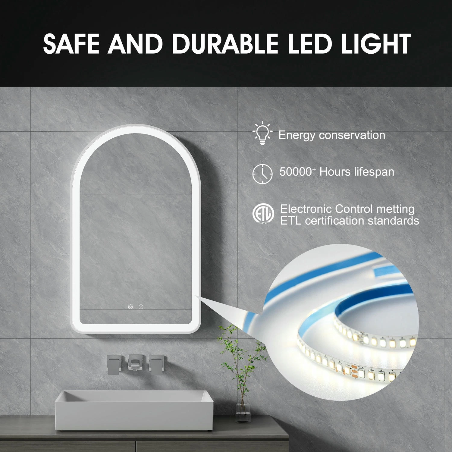 Arched LED Bathroom Mirror