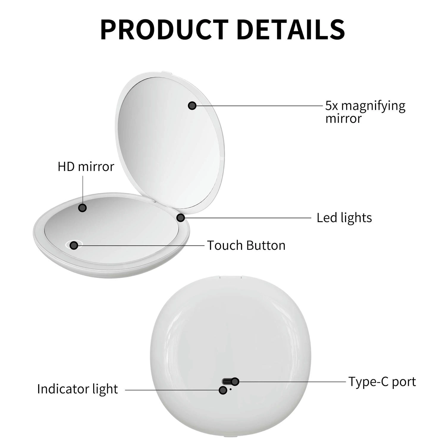 Rechargeable LED Pocket Mirror