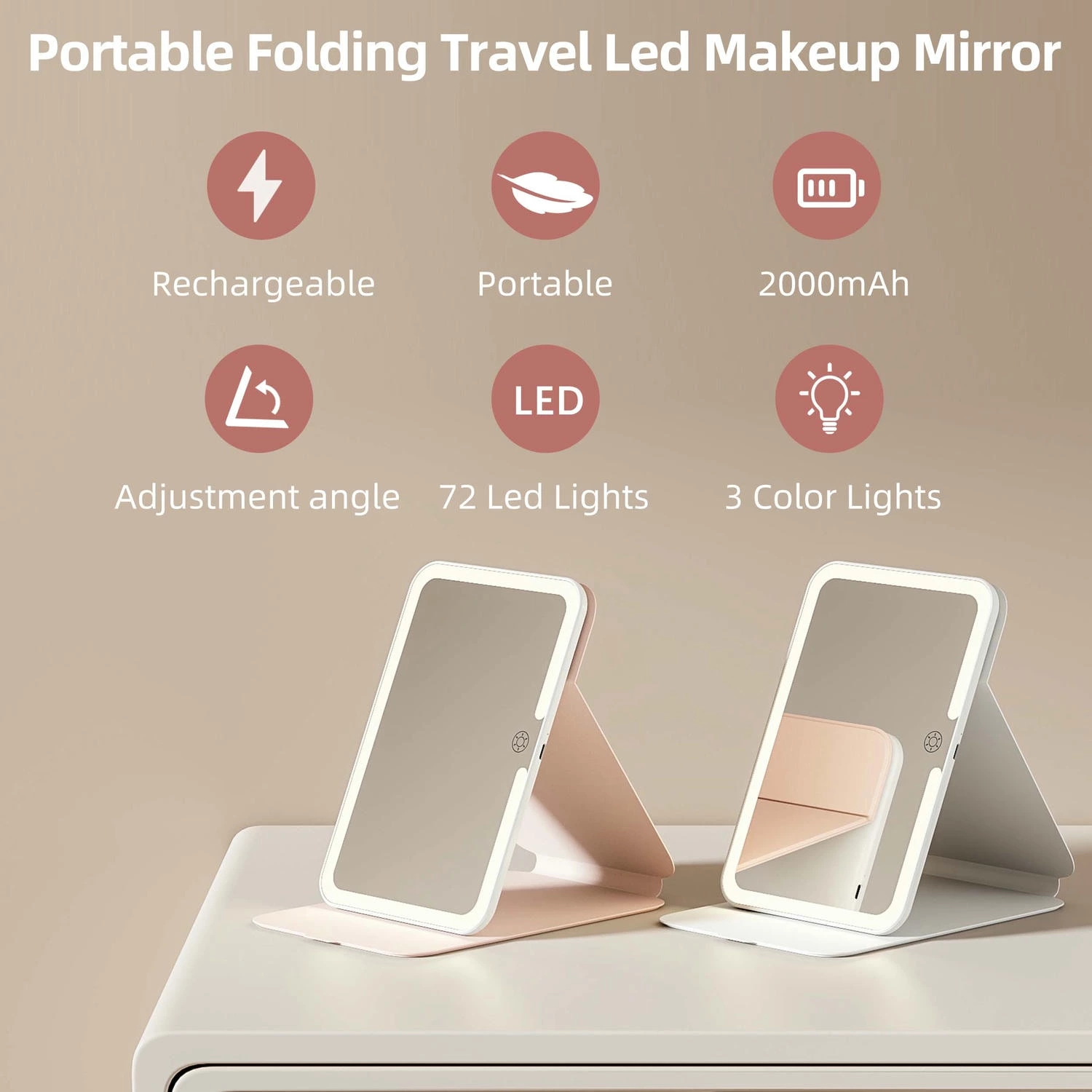 Led Foldable Travel Makeup Mirror