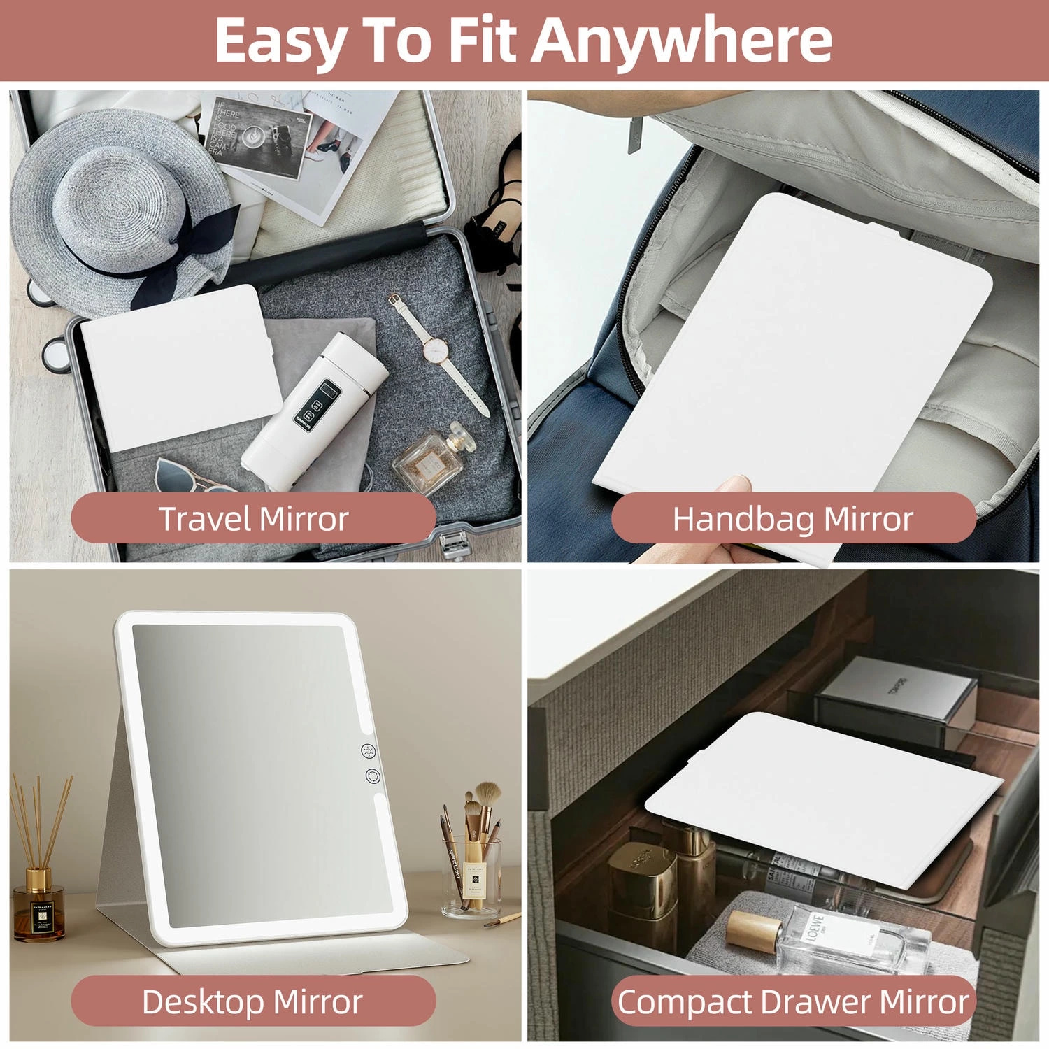 Lighted Folding Travel Mirror