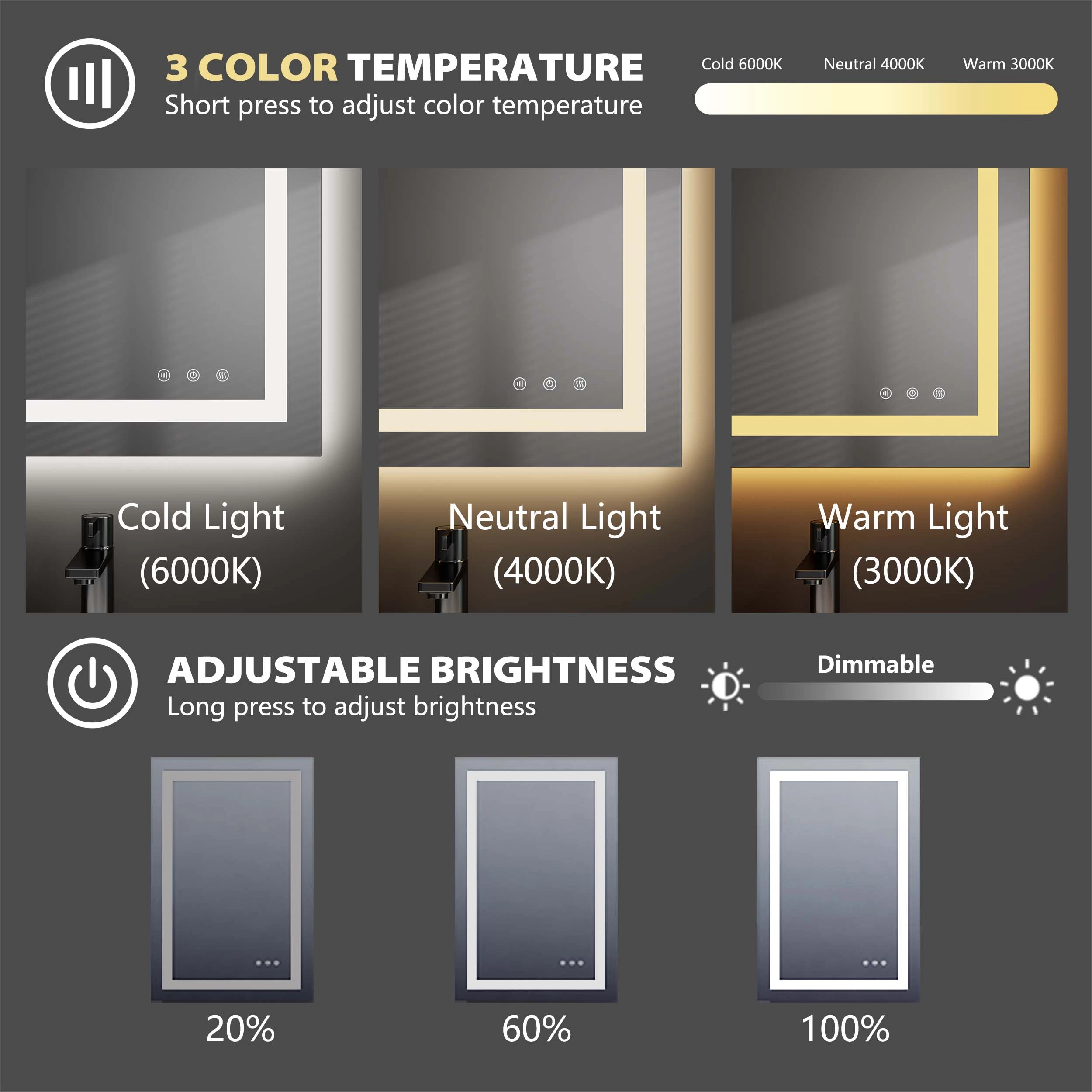 Frameless Backlit Led Bathroom Mirror