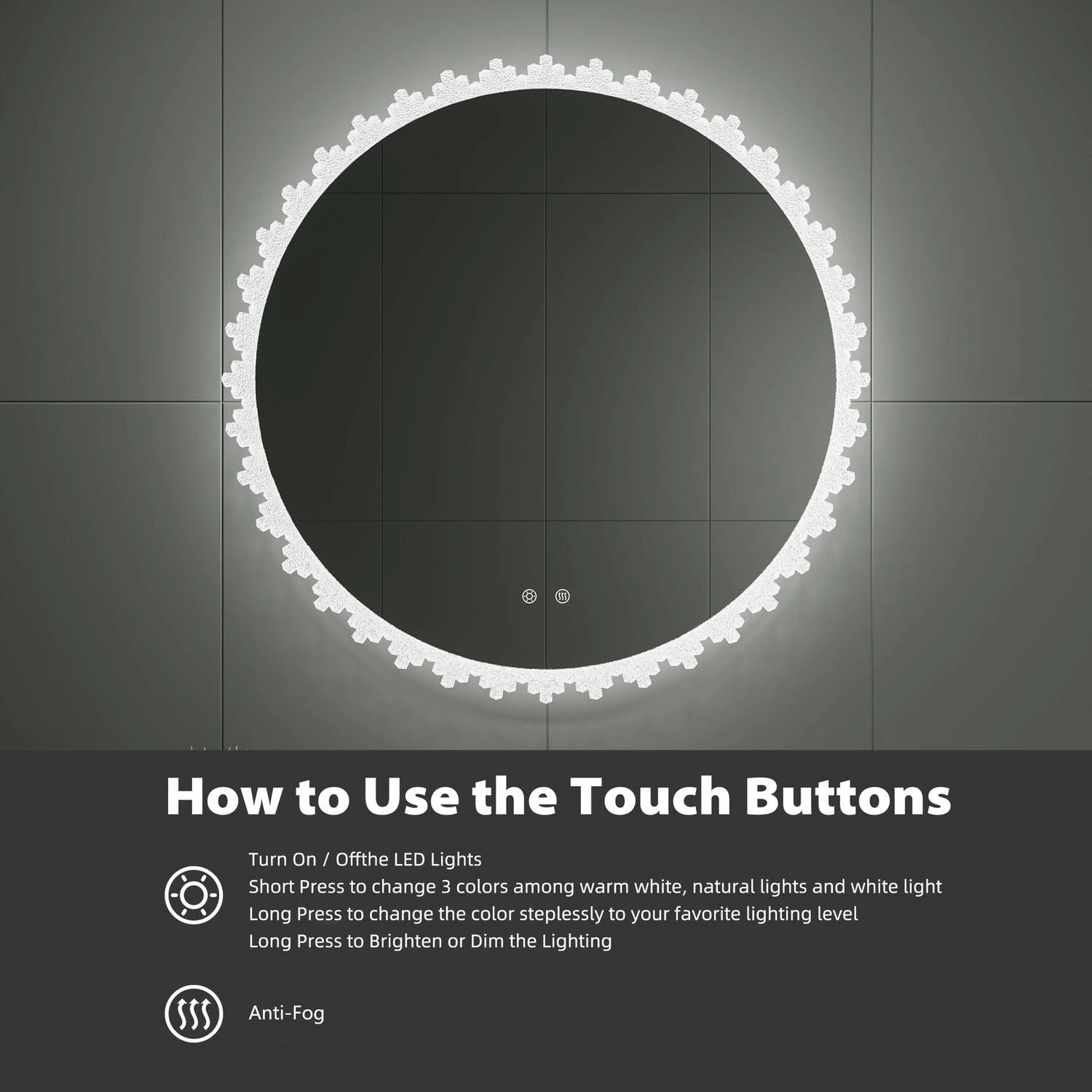 Round Irregular LED Bathroom Mirror