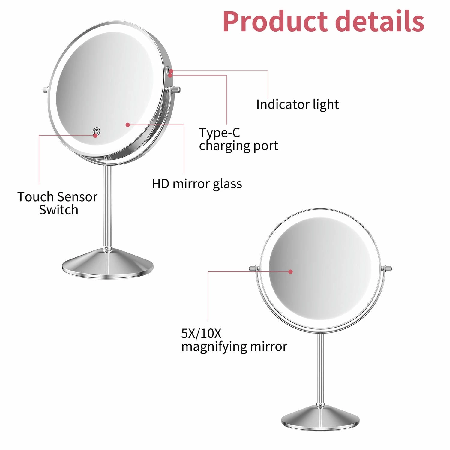 Double Sided LED Vanity Mirror