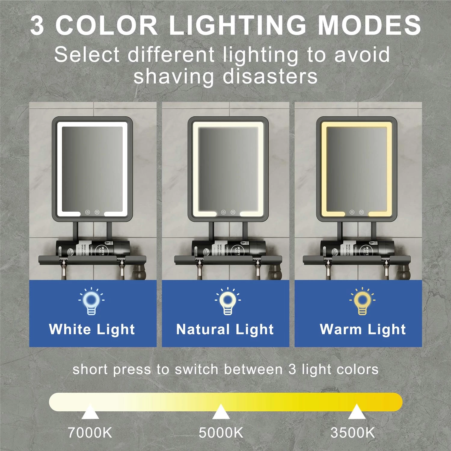 LED Heated Fogless Shaving Mirror