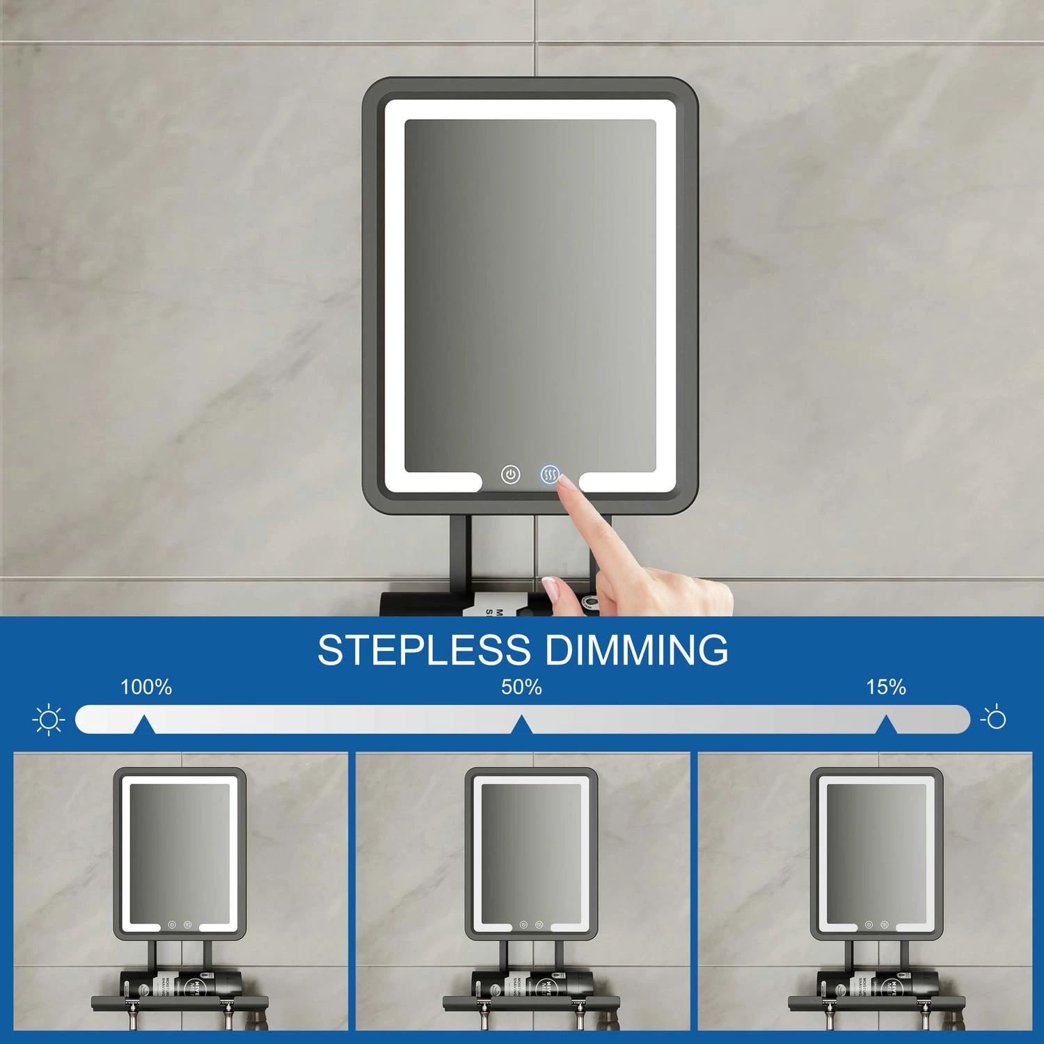 LED Heated Fogless Shaving Mirror