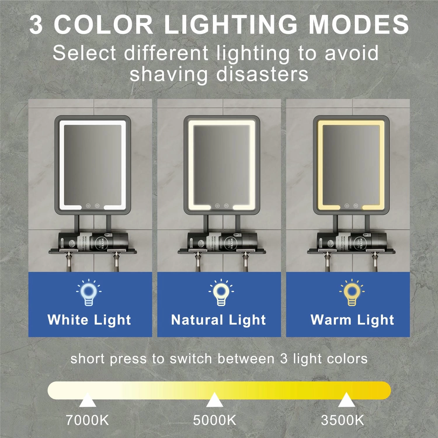 LED Heated Fogless Shaving Mirror
