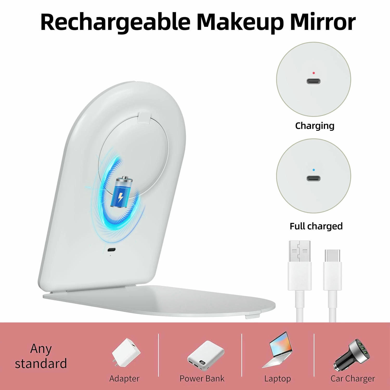 Led Arched Folding Travel Mirror