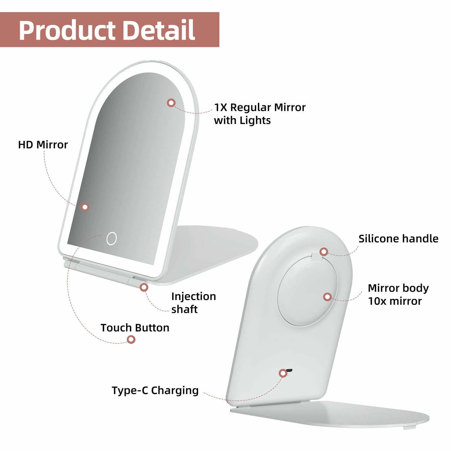 Led Foldable Travel Makeup Mirror